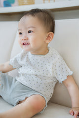 Adorable baby in vanilla mint floral ribbed setup by Avauma

