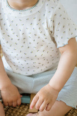 Avauma baby pajama ribbed cotton detail pure hug setup vanilla mint soft fabric close up