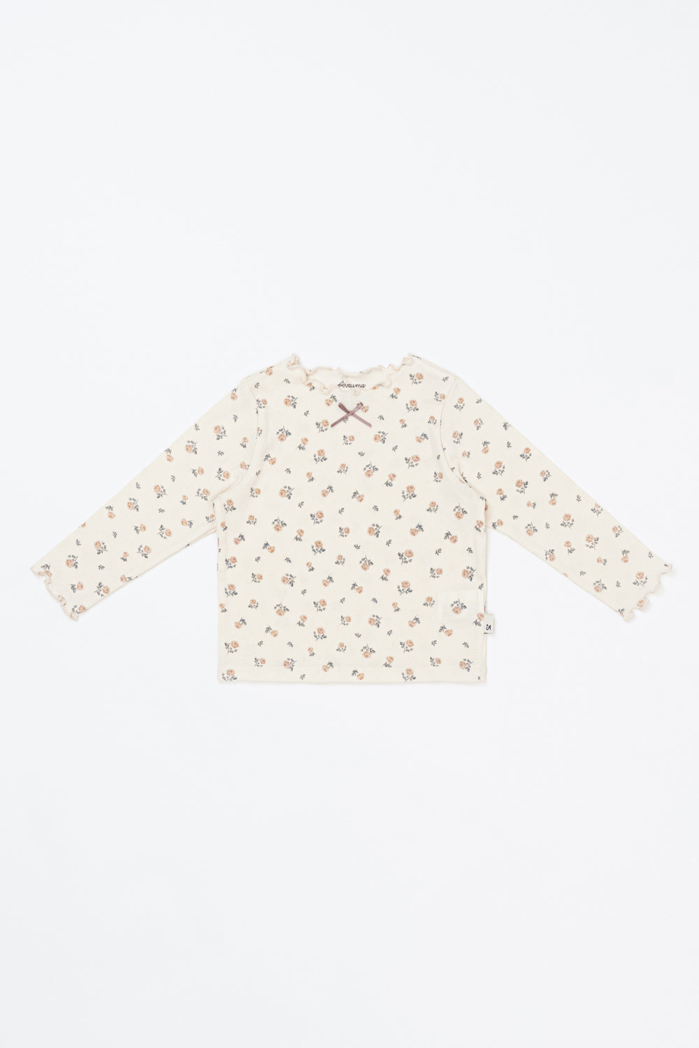 Avauma Baby Girls Cream White Floral Top - Long Sleeve Ribbed Cotton Blend Shirt