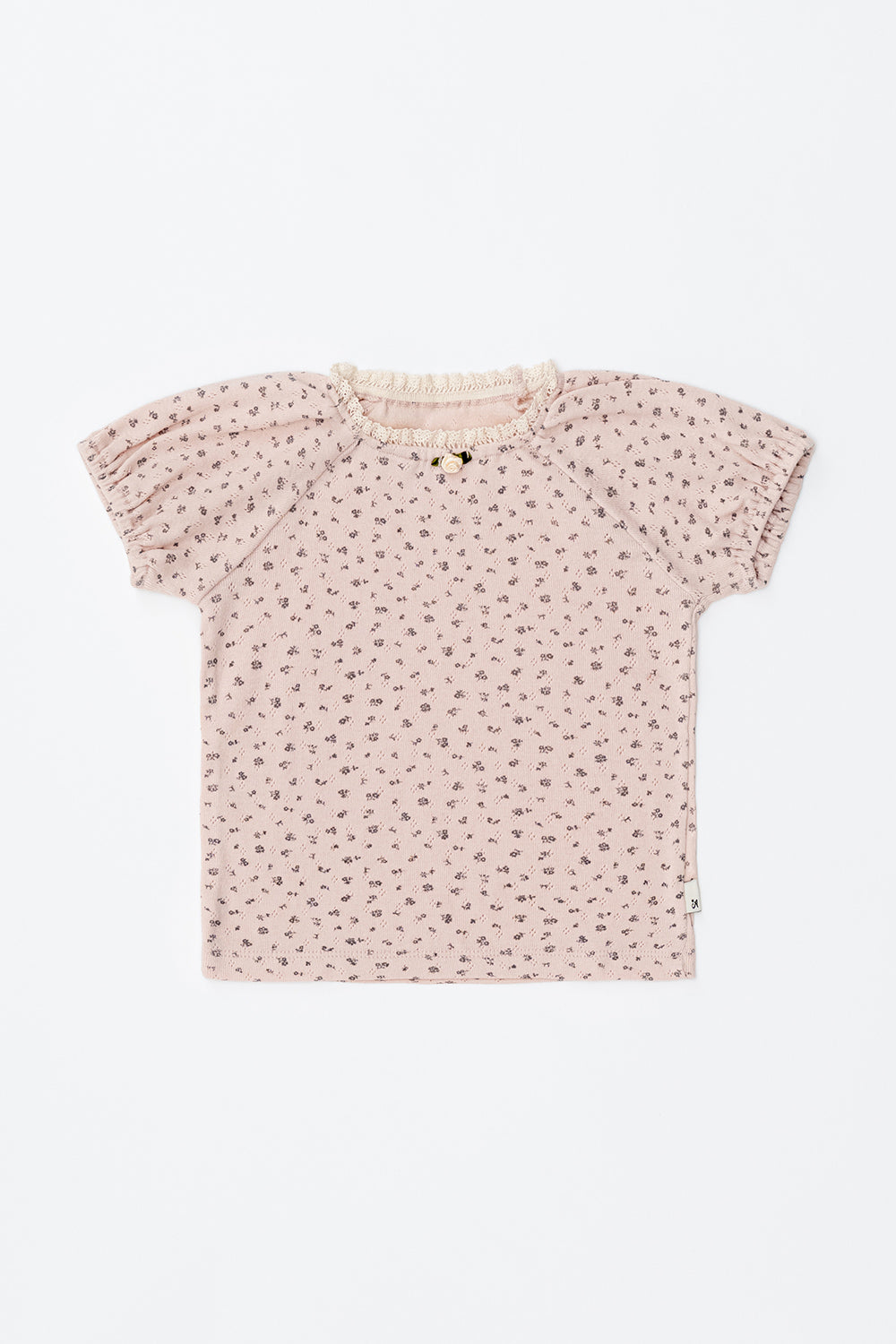 Avauma baby short sleeve tee cloudpink tiny floral print soft pink baby t-shirt