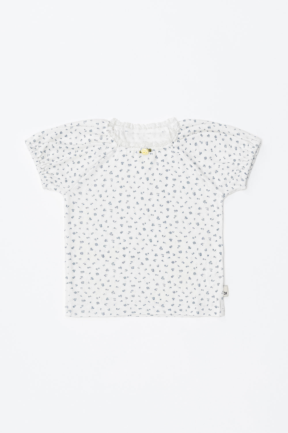 Avauma baby short sleeve tee skymilk tiny blue floral print soft cotton baby t-shirt