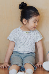 Avauma baby floral t-shirt skymilk blue flower print baby outfit casual everyday wear