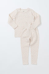 Avauma Floral Melody Long Sleeve Baby Pajamas in Vanilla Ivory, featuring delicate floral prints and a soft ivory fabric for a cozy fit.
