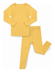 AVAUMA Pure Solid Yellow Long Sleeve Set Comfortable Fabric